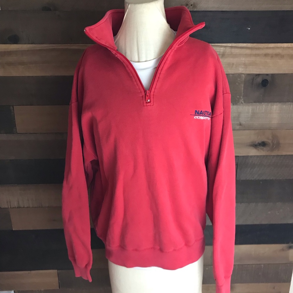 Vintage Nautica competition red 1/4 zip sweater‎